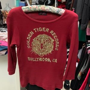 Vintage Top Gold Bling on Maroon